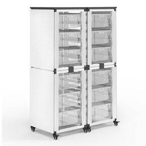 FSE 373-MBS-STR-22-12L Modular Classroom Storage Cabinet - 4 Stacked modules with 12 Large Bins
