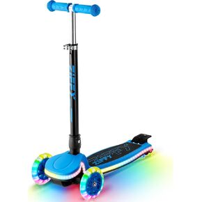 ZIFFY 3-Wheel Light-Up Kids Scooter, Kids Balance Scooter for Boys Girls with 20 Dynamic LED Lights, 4 Adjustable Height, Lean-to-Steer Design with Anti-Slip Wide Deck for Stability - Up to 110LBS in Kuwait