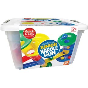 MindWare Junior Marble Run - My First Marble Run Set - Toddler Building Game - Marble Maze Toddler Building Toy Set with Oversized Marble Track Pieces and 5 Giant Marbles for Kids 12 Months and Up