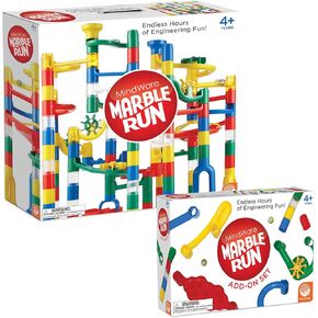 Mindware Marble Run and Add -On Set - 120+ قطعة بناء مجموعة للأطفال بالإضافة إلى أكثر من 20 رخامًا