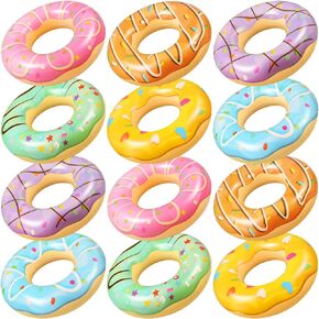 Poen Donut Pool Float 32.6 Inch Inflatable Donuts Swim Rings Tubes Floaties Assorted Doughnut Swimming Rings for Adult Women Men Beach Water Swimming Party Decorations