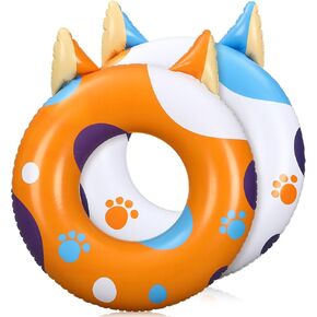 ShinyRelief 2 Pieces Inflatable Pool Floats for Kids Beach Swim Tubes Ring Dog Paw Theme Pool Tubes Cute Animal Floaties Toys for Summer Kids Adults Beach Vacation Swimming Lake Party Decorations