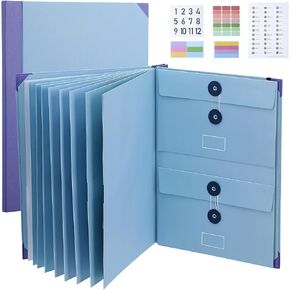 Important Document Organizer, Folio Folders with Pockets, Folder with Labels Pockets, for Emergency Documents, Birth Certificates, Damage Resistant Folder,Passports, School & Offices (Blue)