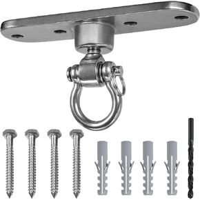 Heavy Duty Stainless Swing Hanger with Smooth Swing Bearings 180°+360°, 1500 lb Capacity for Indoor Outdoor Playground Yoga Hammock Chair Sandbag Porch Swing Bag