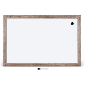 U Brands Decor Magnetic Dry-Erase Board, 36 X 24 Inches, Rustic Wood Frame
