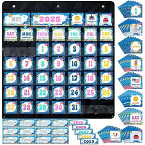 Classroom Calendar Pocket Chart Set Ocean Calendar Bulletin Board Set with Pocket Seasons Festival Weather Chart for Classroom Decoration Back to School Supplies