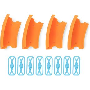 Atlas 30 Degree Banked Turn Compatible with Hot Wheels - 4 Pack, Durable Racetrack Expansion Pieces