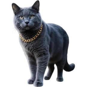 Gold Cat Chain Collar–Adjustable Cuban Link Necklace for Cats, Lightweight & Durable Metal Pet Jewelry, Stylish Decorative Accessory (Gold, S)