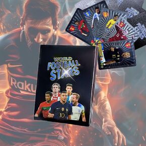 World Cup Soccer Trading Cards 2024-2025 - Colorful (55/Pack) - Limited Edition Collectors Set with Premier League Stars, HD Waterproof Prints Perfect for Kids Gifts & Soccer Fans, Not Original