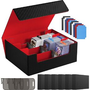 Card Storage Box For Trading Cards 1800+,Card Deck Box With 10 Dividers,6 Foam Stoppers,4 Supporters,Commander Deck Case Fit For Toploaders,MTG,YuGiOh,TCG and Magic Cards