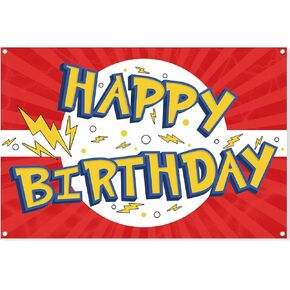Red White Yellow Cartoon Birthday Party Backdrop-5x3ft Photography Party Banner for Baby Shower Boy Girl Birthday Party Home Decor