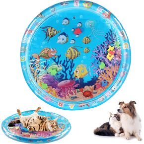 2025 New Thickened Water Sensor Play Mat, Pet Water Sensory Mat, Water Sensory Playmat with Fish, Interactive Sensory Play Mat with Air Pump, Suitable for Indoor Cats and Kittens