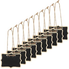 10PCS Mini Chalkboard Signs for Food, 3.15 x 2.36Inch Hanging Mini Chalkboard, Chalk Signs for Food Table, Message Board Sign, Weddings Place Cards, Birthday Parties, Table Numbers, Plants (Black)