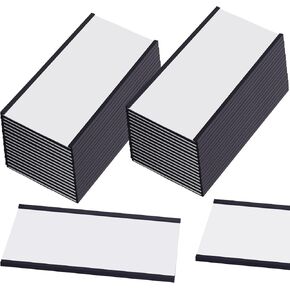 60 Pcs Magnetic Label Holders,4 x 2 in C Channel Magnetic Data Card Holders with Clear Plastic Protectors and White Paper Inserts,Reusabel Magnet Name Tags for Shelf,Whiteboard