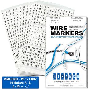 Premium Wire Marker Book for Cable Management, Vinyl-Coated, High-Tack Adhesive, Electric Panel Wire Label Stickers - 10 Pages, 1 Book, Legends A-Z, 0-15 (Pack of 1)
