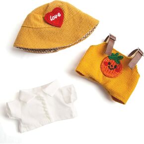 Clothes for Doll(No Doll),3 Piece Outfit Hat & Overalls Set 17cm Doll Accessories Designer Carrot