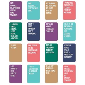 Deck of 16 Empowerment Affirmation Cards for Teens - Positive Mantras for Building Emotional Awareness, Mental Health, Self-Esteem – Tool for Personal Growth and Support - 4x6 Flashcards