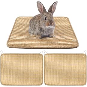 2-Pack Rabbit Scratching Pad - Natural Bunny Scratch Mat with 4 Hanging Hooks - 15.7"x11.8" Claws Care Cage Bedding Enrichment Toys for Small Animals Non-Slip