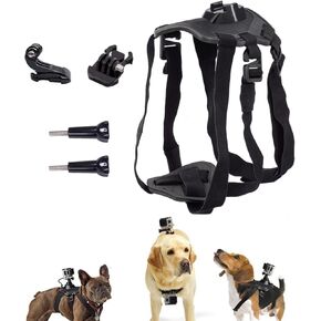 Dog Harness Mount for Camera, Adjustable Dog Harness Vest with Pet Chest and Back Fixation Mouting Base for Gopro Hero, Compatible with Osmo Action and Insta360, Suitable for Medium Large Dogs