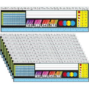 48 Pcs Desk Name Tags for Classroom Multipurpose Cursive Letters Adhesive Students Name Plates with Multiplication Fractions Percentages Table for Desks Classroom Back to School