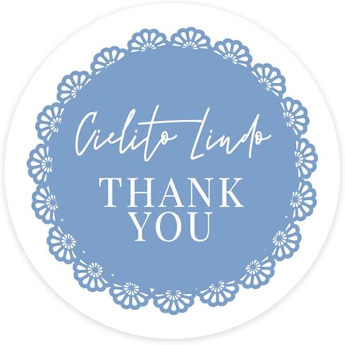 Andaz Press 2 بوصة Cielito Lindo Dust Dream ، Dusty Blue Personalized Thanks You Stickers ، Cielito Lindo Party Decorts ، ملصقات استحمام الطفل للفضلات ، الحلوى ، الأظرف ، 40 حزمة in Kuwait