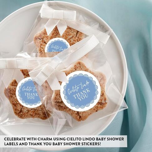 Andaz Press 2 بوصة Cielito Lindo Dust Dream ، Dusty Blue Personalized Thanks You Stickers ، Cielito Lindo Party Decorts ، ملصقات استحمام الطفل للفضلات ، الحلوى ، الأظرف ، 40 حزمة in Kuwait