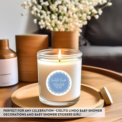 Andaz Press 2 بوصة Cielito Lindo Dust Dream ، Dusty Blue Personalized Thanks You Stickers ، Cielito Lindo Party Decorts ، ملصقات استحمام الطفل للفضلات ، الحلوى ، الأظرف ، 40 حزمة in Kuwait