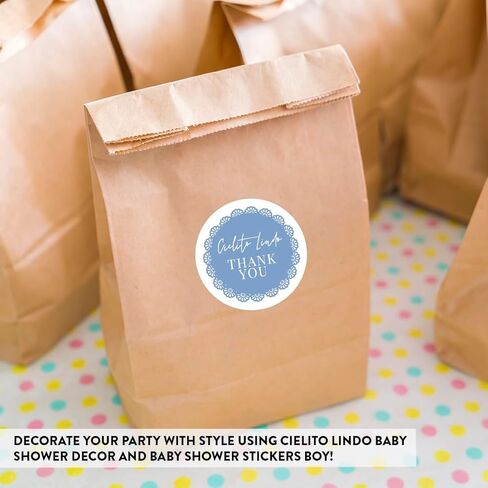 Andaz Press 2 بوصة Cielito Lindo Dust Dream ، Dusty Blue Personalized Thanks You Stickers ، Cielito Lindo Party Decorts ، ملصقات استحمام الطفل للفضلات ، الحلوى ، الأظرف ، 40 حزمة in Kuwait