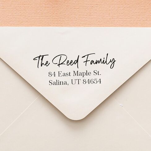 Address Stamp - Custom Stamps for Mailing I Create Personalized Name and Return Address I Up to 3 Lines of Text I Includes Ink Color Options I Self Inking and Wooden Rubber Stamp Options (Script Font) in Saudi Arabia