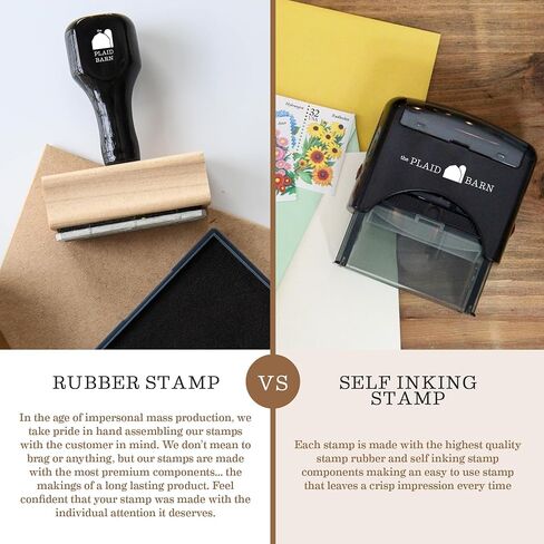 Address Stamp - Custom Stamps for Mailing I Create Personalized Name and Return Address I Up to 3 Lines of Text I Includes Ink Color Options I Self Inking and Wooden Rubber Stamp Options (Script Font) in Saudi Arabia