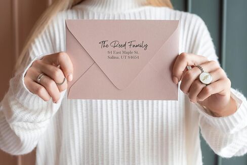 Address Stamp - Custom Stamps for Mailing I Create Personalized Name and Return Address I Up to 3 Lines of Text I Includes Ink Color Options I Self Inking and Wooden Rubber Stamp Options (Script Font) in Saudi Arabia