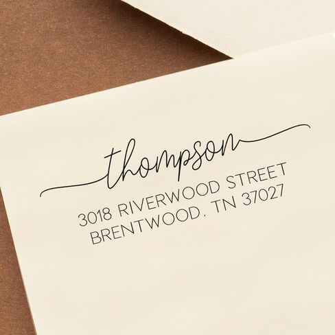 Address Stamp - Custom Stamps for Mailing I Create Personalized Name and Return Address I Up to 3 Lines of Text I Includes Ink Color Options I Self Inking and Wooden Rubber Stamp Options (Script Font) in Saudi Arabia