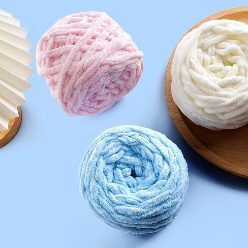 Chunky Chenille Yarn for Crocheting - Baby Blanket Yarn for Crochet Amigurumi Home Decor, Soft Thick Yarns for Beginners Hand Knitting 74 Yds 3.5 Oz Each Skein(Black) in Saudi Arabia