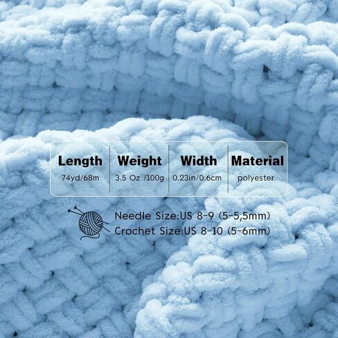 Chunky Chenille Yarn for Crocheting - Baby Blanket Yarn for Crochet Amigurumi Home Decor, Soft Thick Yarns for Beginners Hand Knitting 74 Yds 3.5 Oz Each Skein(Black) in Saudi Arabia