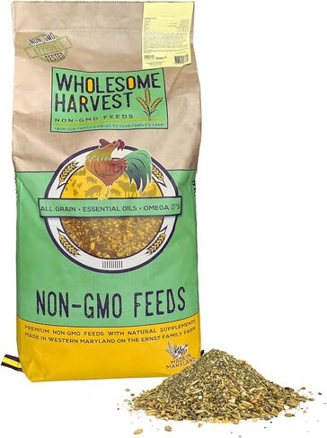 Non-GMO Soy and Corn Free Whole Grain Layer Blend 16% - Chicken Feed for Laying Hens and Ducks - Includes Essential Oils, Herbs, Oyster Shells, Vital Minerals, and Omega 3, 40lb in Saudi Arabia