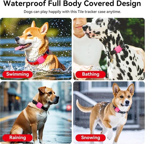 2-Pack Dog Collar Holder for Tile Life360 Mate (2024) 2022 Tracker, Waterproof Silicone Cover Full-Body Protective Case for Tile Mate Tracker Cat Collar, Ultra Durable, Scratch Resistant, Neon Pink in Saudi Arabia