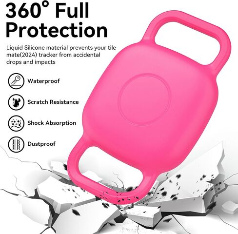 2-Pack Dog Collar Holder for Tile Life360 Mate (2024) 2022 Tracker, Waterproof Silicone Cover Full-Body Protective Case for Tile Mate Tracker Cat Collar, Ultra Durable, Scratch Resistant, Neon Pink in Saudi Arabia