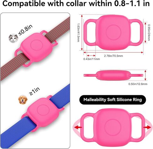 2-Pack Dog Collar Holder for Tile Life360 Mate (2024) 2022 Tracker, Waterproof Silicone Cover Full-Body Protective Case for Tile Mate Tracker Cat Collar, Ultra Durable, Scratch Resistant, Neon Pink in Saudi Arabia