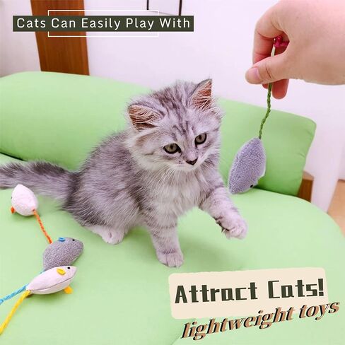 ألعاب Cat ، 5 عبوات فور فور فور ، لعبة Cat التفاعلية 6.3 "واقعية الحجم الرمادي فورري حشرجة ماوس بدون Catnip هري in Kuwait