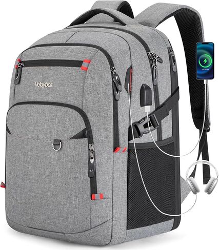 40L LAPTOP PRADOP القابلة للتوسيع ، حقائب الظهر المناهضة للسفر مع ميناء شحن USB ، معتمدة من شركات الطيران على الأمتعة على الأمتعة ، وتناسبها 15.6 "كمبيوتر محمول للرجال نساء in Kuwait