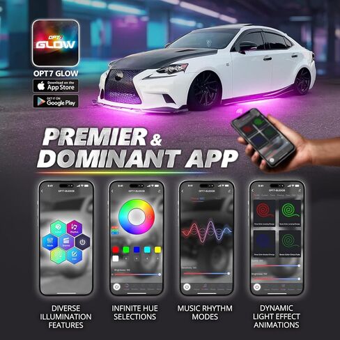 OPT7 Aura Pro Underglow Kit for Trucks Trailers w/App Control, Waterproof Rigid Aluminum LED Bars, Soundsync, Multi Colors Mode, Door Assist, iOS/Android Bluetooth, Exterior Neon Under Car Lights in Saudi Arabia