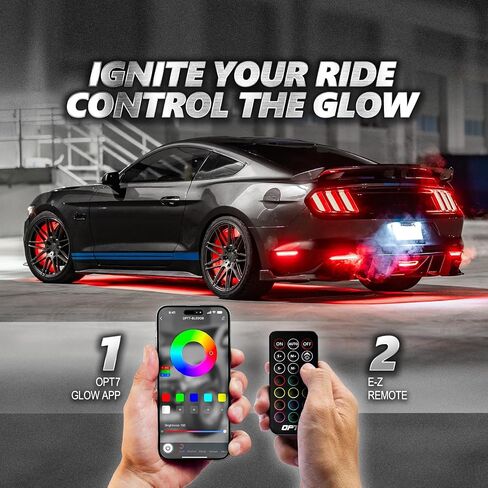 OPT7 Aura Pro Underglow Kit for Trucks Trailers w/App Control, Waterproof Rigid Aluminum LED Bars, Soundsync, Multi Colors Mode, Door Assist, iOS/Android Bluetooth, Exterior Neon Under Car Lights in Saudi Arabia