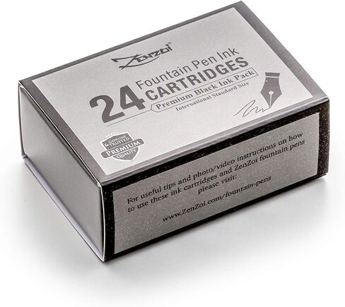 ZenZoi Fountain Pen Ink Cartridge Refills- 24 Bulk Premium Blue Case- Professional Grade, International Size, Non-Toxic Ink- Smooth, Blotch-Free Writing for Luxury Pens – German Nibs (Blue) in Saudi Arabia