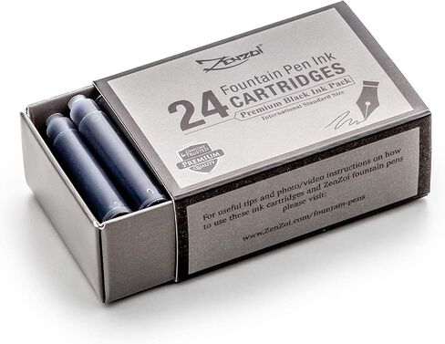 ZenZoi Fountain Pen Ink Cartridge Refills- 24 Bulk Premium Blue Case- Professional Grade, International Size, Non-Toxic Ink- Smooth, Blotch-Free Writing for Luxury Pens – German Nibs (Blue) in Saudi Arabia