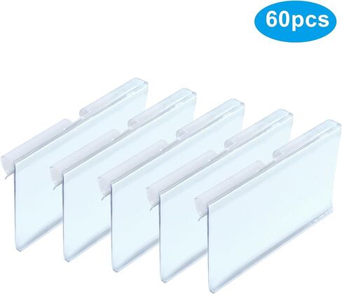 60pcs Basket Labels Clip On, Plastic Wire Shelf Label Holder with 60pcs 6X4CM Label Inserts for Storage Bins, Basket (2.36IN*1.57IN) in Saudi Arabia