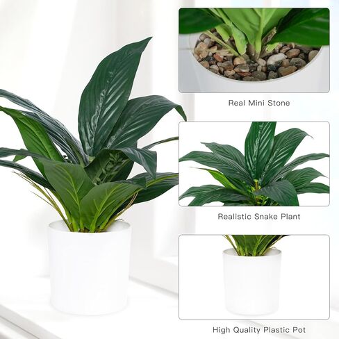 Artificial Fake Snake Plant Potted Tropical Faux Sansevieria Trifasciata Plants in White Plastic Pots Perfect for Indoor Home Decor Modern Living Room Office Housewarming Gift 103 in Saudi Arabia