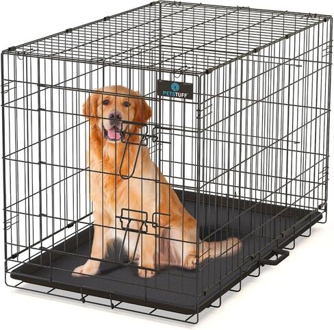Petstuff Great Crates 36 "قفص الكلب الكبير - بيت الكلب الشاق مع لوحة مقسم للحيوانات الأليفة 40-60 رطلاً - صينية متينة للورق - قابلة للطي ، مقبض وعجلات سهلة الحركة in Saudi Arabia