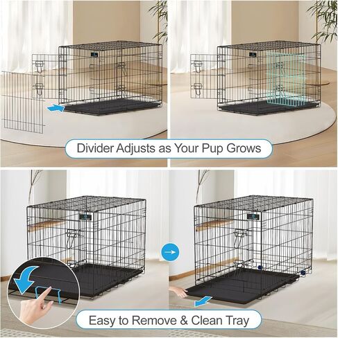 Petstuff Great Crates 36 "قفص الكلب الكبير - بيت الكلب الشاق مع لوحة مقسم للحيوانات الأليفة 40-60 رطلاً - صينية متينة للورق - قابلة للطي ، مقبض وعجلات سهلة الحركة in Saudi Arabia
