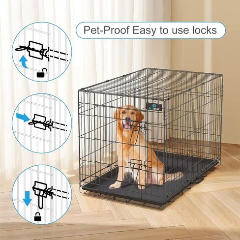 Petstuff Great Crates 36 "قفص الكلب الكبير - بيت الكلب الشاق مع لوحة مقسم للحيوانات الأليفة 40-60 رطلاً - صينية متينة للورق - قابلة للطي ، مقبض وعجلات سهلة الحركة in Saudi Arabia
