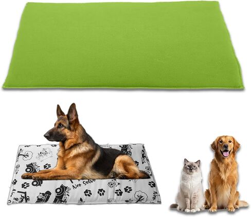 Reversible Dog and Cat Cushion - Soft and Absorbent Fleece Side and Smooth and Cool Polyester Side - Portable - 55.1 x 27.6 in - Green in Saudi Arabia